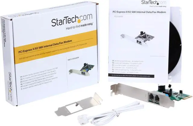 Alt view image 4 of 4 - StarTech PEX56KIM Internal PCI Express V.92 56K Data Fax Modem - PCIe Dial Up Modem