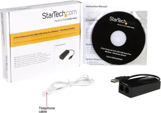 Alt view image 5 of 5 - STARTECH USB562KEMH External USB Modem - 2-Port, 56K, Hardware Based