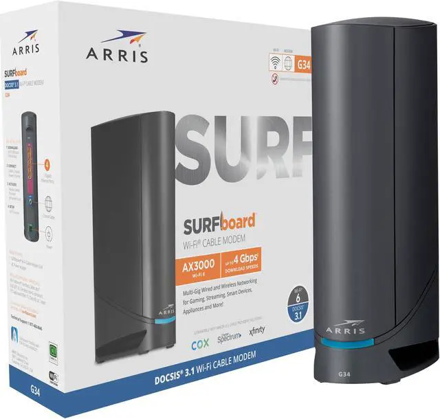 Main image of Arris G34 SURFboard® DOCSIS® 3.1 Gigabit Modem & Wi-Fi® 6 Router