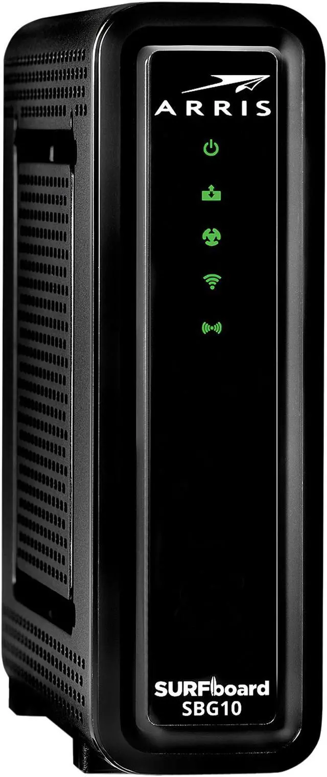 Main image of ARRIS SURFboard SBG10 2-in-1 Cable Modem & AC1600 Dual-Band Wi-Fi Router, DOCSIS 3.0, Max 686 Mbps Speeds, Gigabit Ethernet, Black
