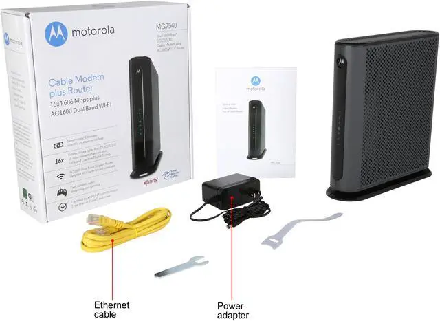 Alt view image 6 of 6 - MOTOROLA MG7540 16x4 Cable Modem Plus AC1600 Dual Band Wi-Fi Gigabit Router with DFS, 686 Mbps Maximum DOCSIS 3.0 - Approved by Comcast Xfinity, Cox, Charter Spectrum, More