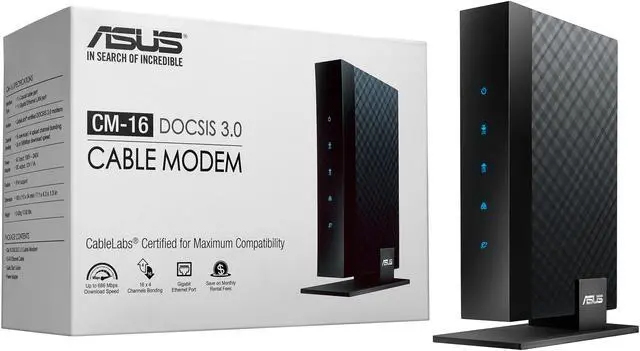 Alt view image 6 of 6 - ASUS CM-16 DOCSIS 3.0 High Speed 16 x 4 Cable Modem, 686 Mbps Download Speed, Xfinity, Spectrum, Cox certified