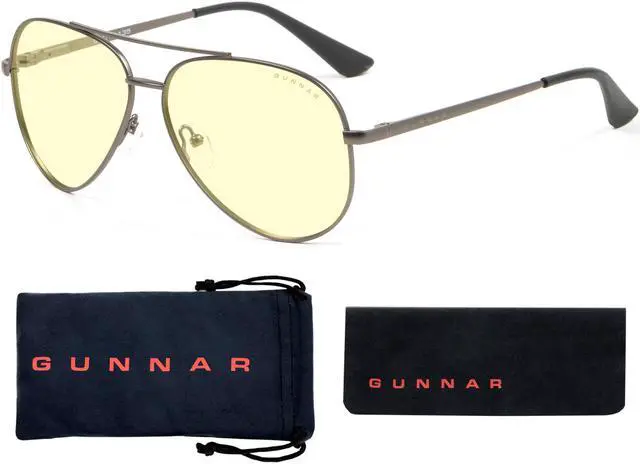 Alt view image 2 of 5 - GUNNAR MAVERICK Computer Glasses Gunmetal Frame (Amber Lens) Tint 65% Blue Light & 100% UV Protection, MAV-05001