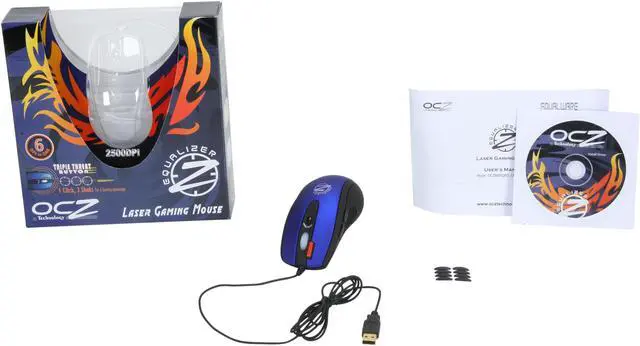Alt view image 7 of 7 - OCZ Technology OCZMSEQRD Blue 7 Buttons 1 x Wheel USB Laser Gaming Mouse For Desktop