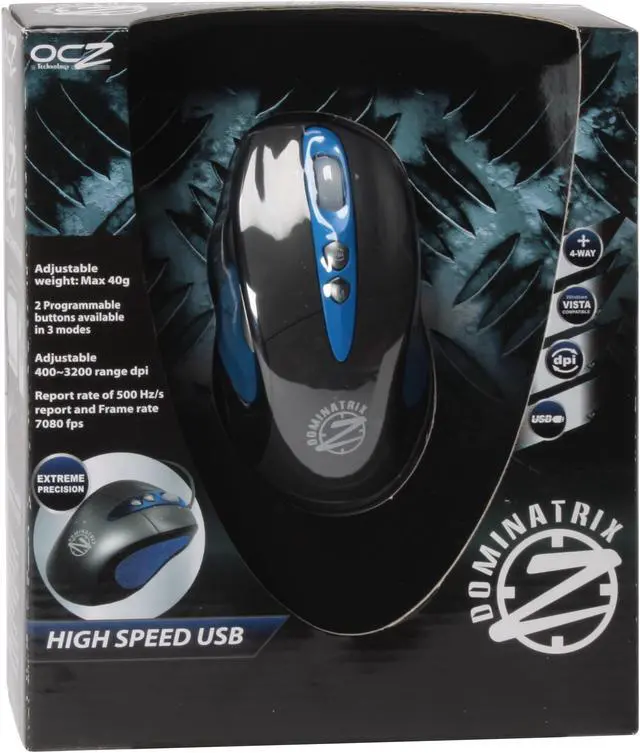 Alt view image 10 of 10 - OCZ Technology OCZMSDMXD Blue/Black 7 Buttons Tilt Wheel Laser Dominatrix Gaming Mouse
