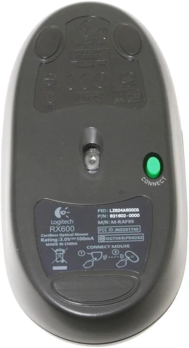 Alt view image 3 of 5 - Logitech RX600 Black 3 Buttons 1 x Wheel Optical Cordless Mouse - OEM