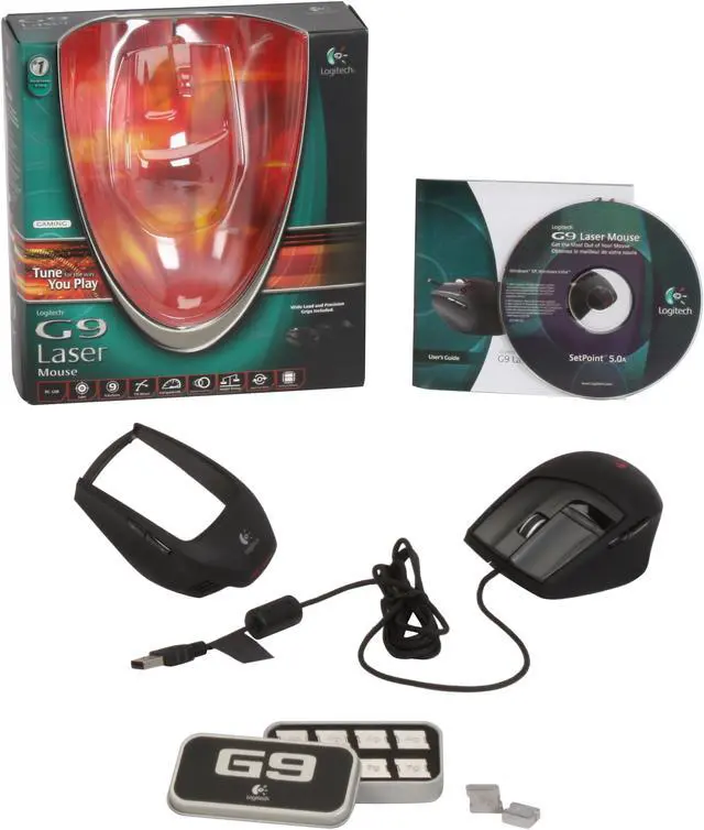 Alt view image 7 of 7 - Logitech G9 Black 9 Buttons Tilt Wheel USB Wired Laser Gaming Mouse