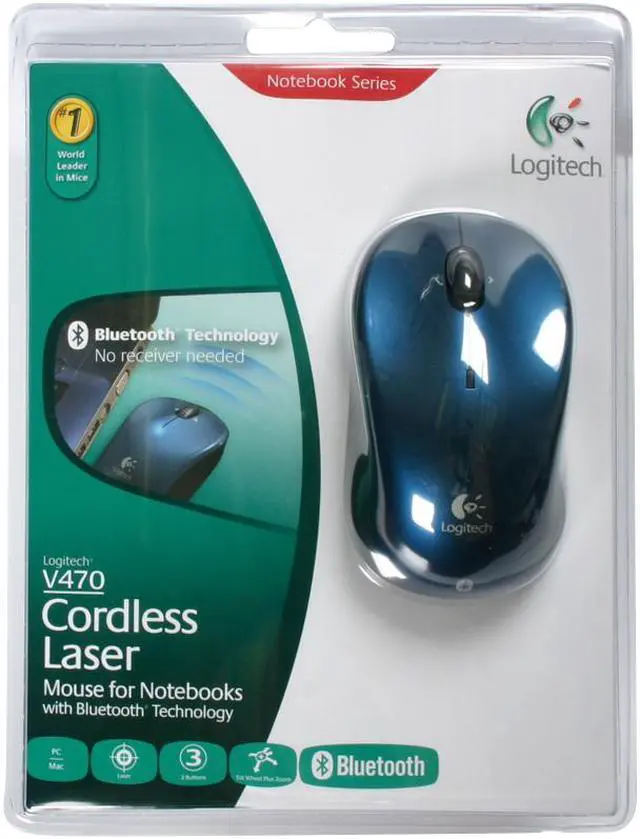 Alt view image 5 of 5 - Logitech V470 Blue 3 Buttons Tilt Wheel Cordless Laser Notebook Mouse for Bluetooth