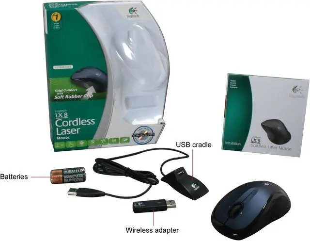Alt view image 7 of 7 - Logitech LX8 Black/Blue Tilt Wheel Cordless Laser Mouse