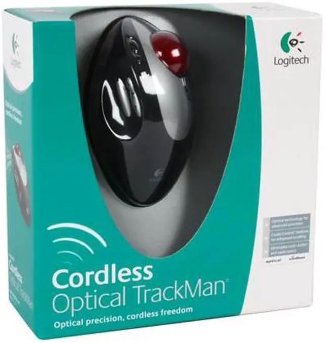 Alt view image 12 of 12 - Logitech Black/Silver Cordless Optical TrackMan