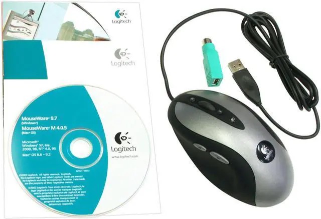 Alt view image 4 of 5 - Logitech MX500 Silver/Black 8 Buttons 1 x Wheel USB or PS/2 Wired Optical Mouse