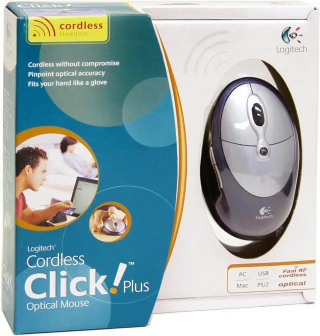 Alt view image 4 of 4 - Logitech Cordless Click! Plus 930951-0403 2-Tone 6 Buttons 1 x Wheel RF Wireless Optical Mouse