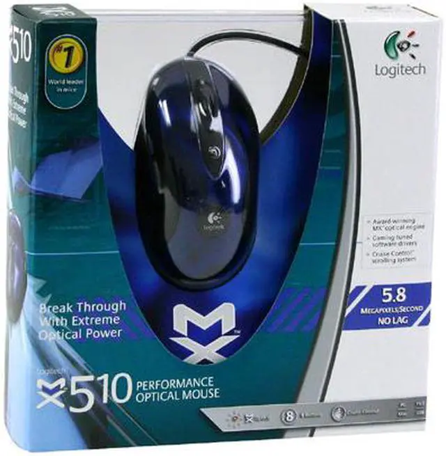 Alt view image 5 of 8 - Logitech MX510 931162-0403 Blue 8 Buttons 1 x Wheel USB or PS/2 Optical Mouse