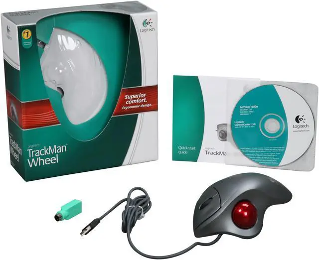 Alt view image 4 of 4 - Logitech Gray Wired TrackMan Wheel Mouse