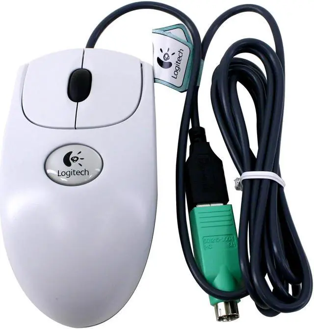 Alt view image 3 of 3 - Logitech B58 930994-1403 White 3 Buttons 1 x Wheel USB or PS/2 Wired Optical Mouse - OEM