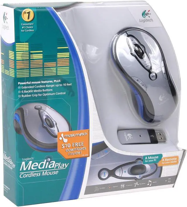 Alt view image 5 of 5 - Logitech MediaPlay Silver/Black 11 Buttons Tilt Wheel Optical Mouse