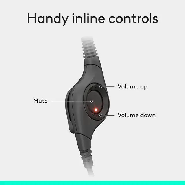 Alt view image 6 of 9 - Logitech H390 Wired Headset, Stereo Headphones with Noise-Cancelling Microphone, USB, In-Line Controls, PC/Mac/Laptop - Black