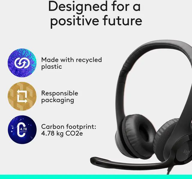 Alt view image 10 of 9 - Logitech H390 Wired Headset, Stereo Headphones with Noise-Cancelling Microphone, USB, In-Line Controls, PC/Mac/Laptop - Black