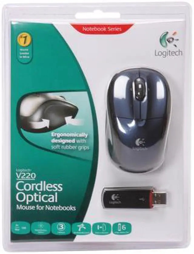 Alt view image 2 of 2 - Logitech V220 Blue 3 Buttons Tilt Wheel Cordless Optical Mouse for Notebooks