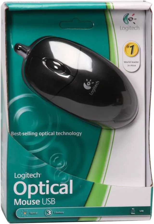 Alt view image 9 of 9 - Logitech 931369-0403 Black 3 Buttons 1 x Wheel USB Optical Mouse