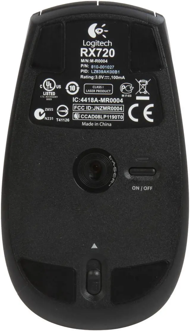 Alt view image 4 of 5 - Logitech RX720 Black 3 Buttons Tilt Wheel Cordless Laser Mouse - OEM