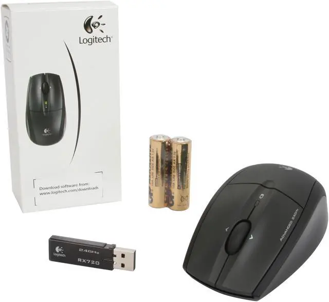 Alt view image 5 of 5 - Logitech RX720 Black 3 Buttons Tilt Wheel Cordless Laser Mouse - OEM