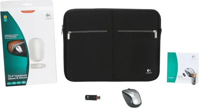 Alt view image 16 of 16 - Logitech V220 Silver 3 Buttons Tilt Wheel Cordless Optical Notebook Mouse and 15.4" Notebook Sleeve