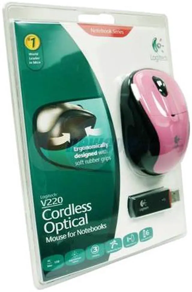 Alt view image 4 of 4 - Logitech V220 Hot Pink 3 Buttons Tilt Wheel Cordless Optical Notebook Mouse