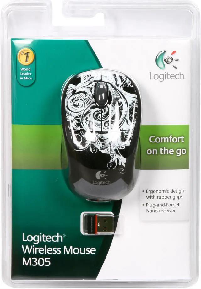 Alt view image 6 of 6 - Logitech M305 Dark Fleur 3 Buttons Tilt Wheel USB RF Wireless Optical Mouse