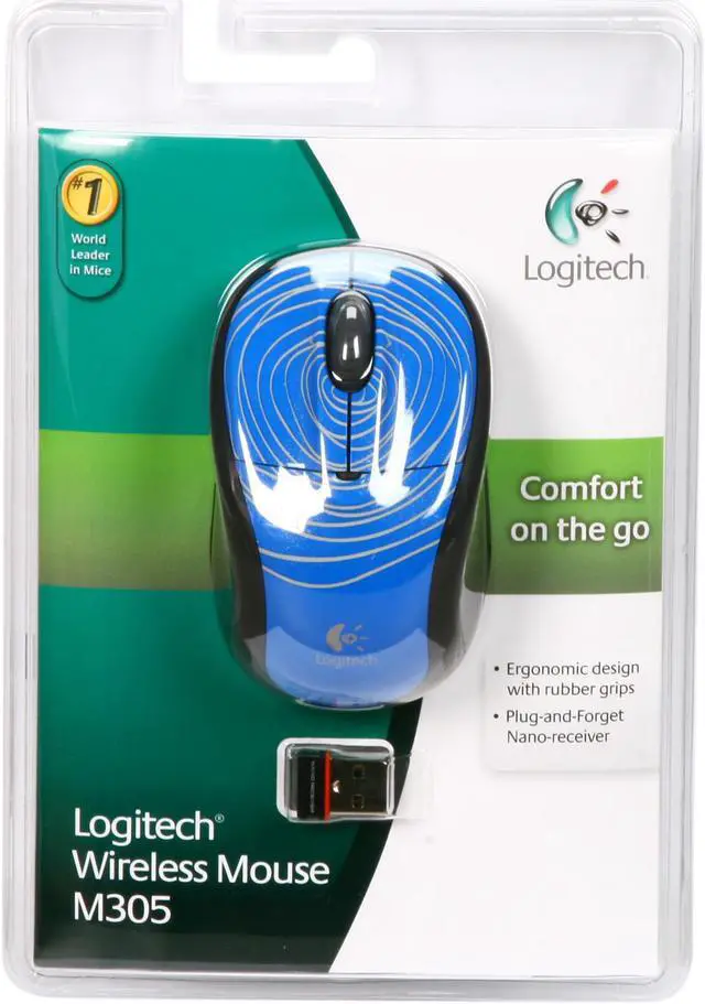 Alt view image 6 of 6 - Logitech M305 Blue Swirl 1 x Wheel USB RF Wireless Mouse