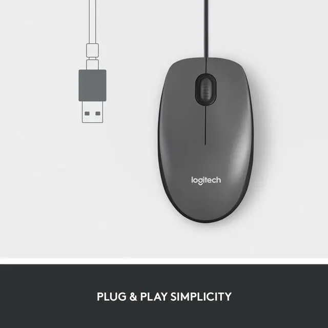 Alt view image 4 of 6 - Logitech M100 Wired Ambidextrous 3-Buttons USB Mouse with 1000 DPI Optical Tracking, Compatible with PC, Mac, Laptop