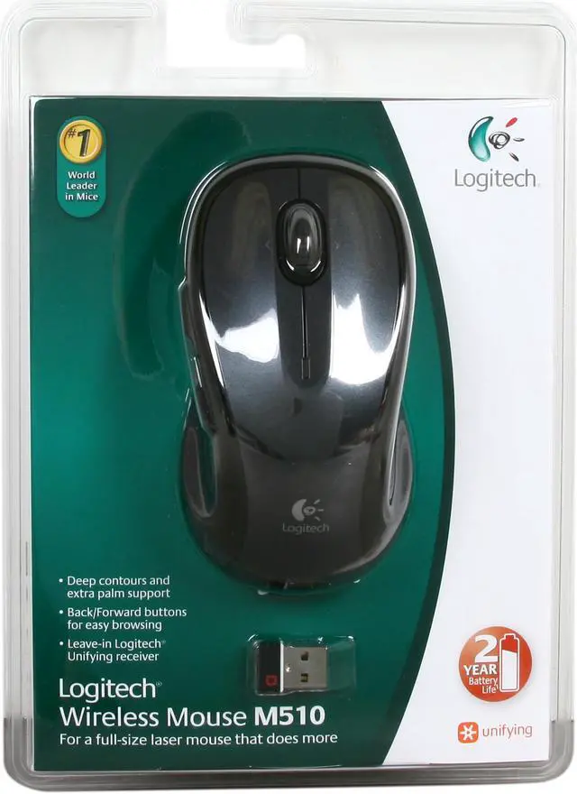 Alt view image 7 of 7 - Logitech M510 Wireless Computer Mouse for PC with USB Unifying Receiver - Black