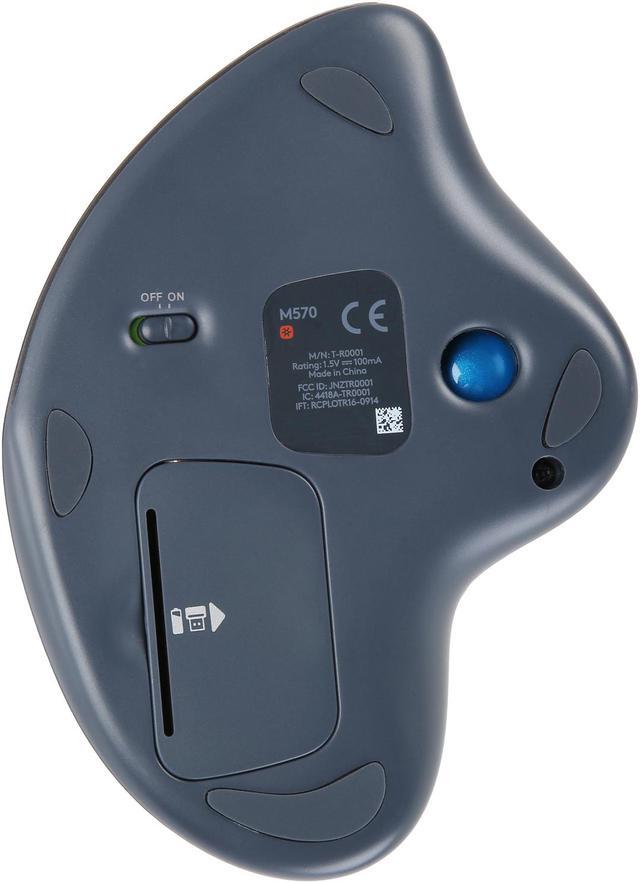 Alt view image 6 of 8 - Logitech M570 910-001799 Silver and Blue 5 Buttons 1 x Wheel USB Trackball Laser Trackball