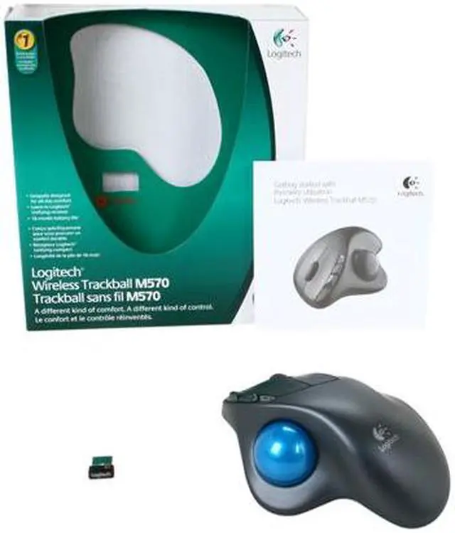 Alt view image 6 of 6 - Logitech M570 Black 1 x Wheel USB Trackball Laser Trackball