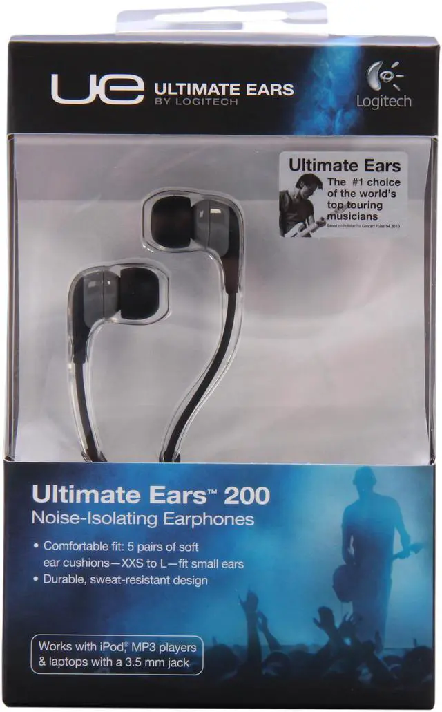 Alt view image 5 of 5 - Logitech Ultimate Ears Gray UE 200 3.5mm Connector Canal Noise-Isolating Earphone