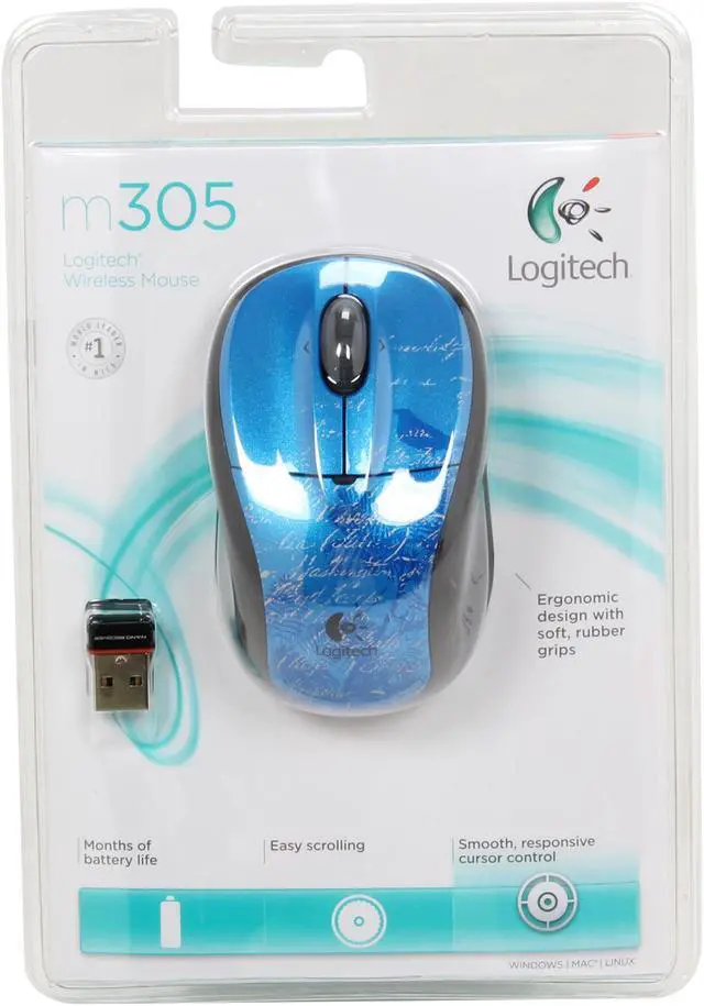 Alt view image 6 of 6 - Logitech M305 Indigo Scroll 3 Buttons Tilt Wheel USB RF Wireless Optical Mouse