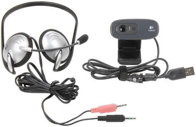 Alt view image 6 of 6 - Logitech C270 USB 2.0 HD WebCam w/ Behind-the-Head Headset