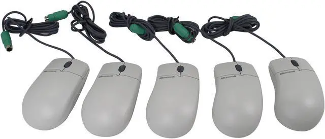 Main image of Microsoft Intellimouse 3.0 673-00338 White 2 Buttons 1 x Wheel PS/2 Wired Ball Mouse 5-Pack