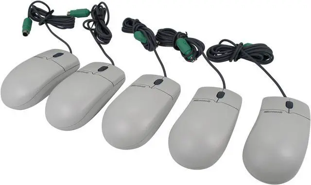 Alt view image 2 of 2 - Microsoft Intellimouse 3.0 673-00338 White 2 Buttons 1 x Wheel PS/2 Wired Ball Mouse 5-Pack