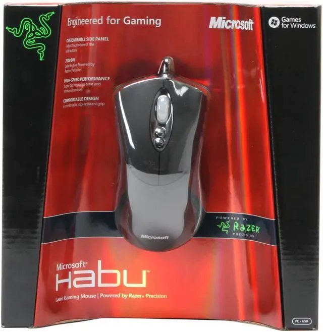 Alt view image 7 of 7 - Microsoft 9VV-00001 Black 7 Buttons 1 x Wheel USB Wired Laser Habu Gaming Mouse