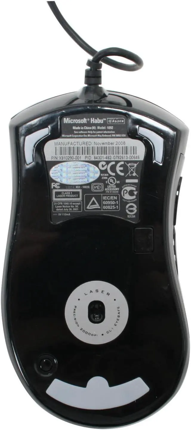 Alt view image 4 of 7 - Microsoft 9VV-00001 Black 7 Buttons 1 x Wheel USB Wired Laser Habu Gaming Mouse