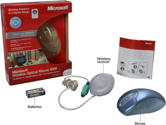 Alt view image 7 of 7 - Microsoft Wireless Optical Mouse 3000 - Steel Blue