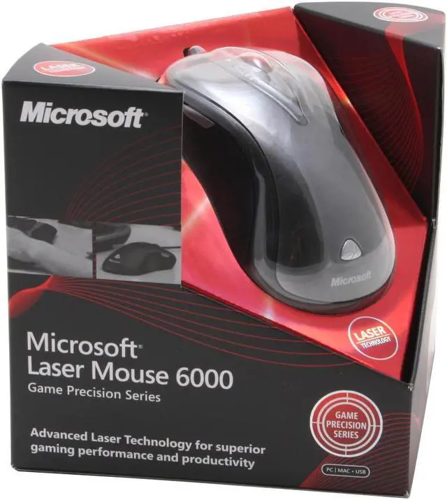 Alt view image 6 of 6 - Microsoft C6W-00001 Silver/Black 5 Buttons 1 x Wheel USB Wired Laser Mouse 6000