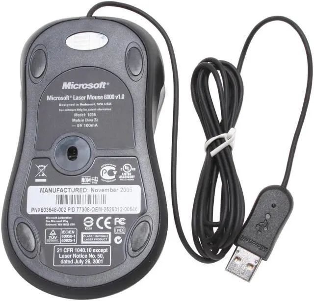 Alt view image 4 of 4 - Microsoft Laser 6000 B7G-00001 White 4 Buttons Tilt Wheel USB Laser Mouse