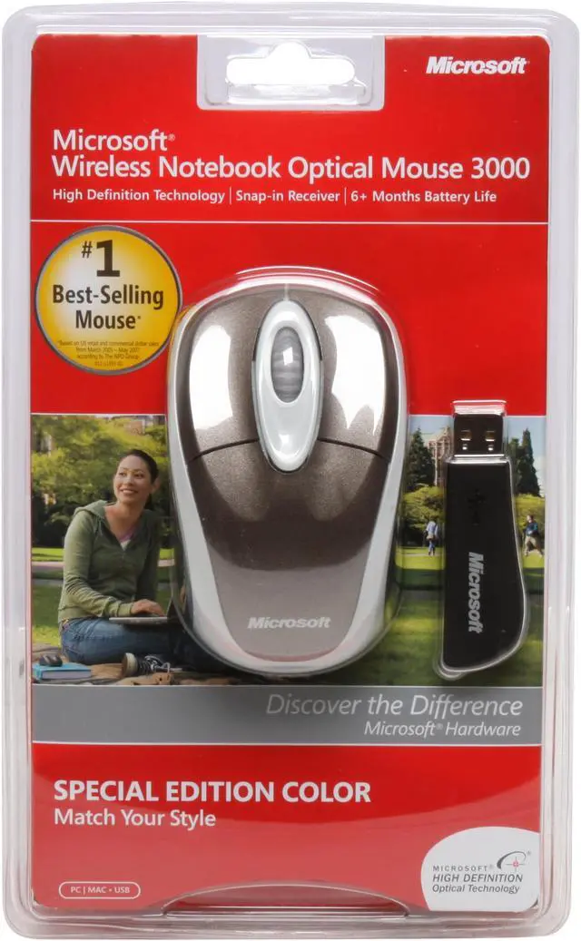 Alt view image 5 of 5 - Microsoft Wireless Notebook Optical Mouse 3000 - Chocolate Brown