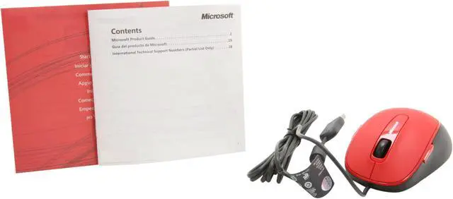 Alt view image 6 of 7 - Microsoft Comfort Mouse 4500 4FD-00013 Red 5 Buttons Tilt Wheel USB Wired BlueTrack Mouse