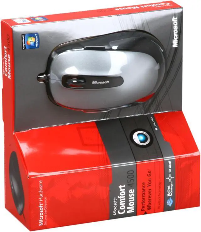 Alt view image 5 of 5 - Microsoft Comfort Mouse 4500 4FD-00006 Grey 5 Buttons Tilt Wheel USB Wired BlueTrack Mouse