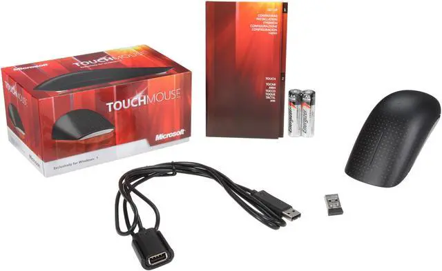 Alt view image 5 of 5 - Microsoft Touch Mouse 3KJ-00001 Black Touch Scroll USB RF Wireless BlueTrack