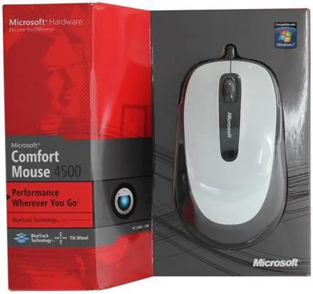 Alt view image 6 of 6 - Microsoft Comfort Mouse 4500 4FD-00016 White 5 Buttons Tilt Wheel USB Wired BlueTrack Mouse