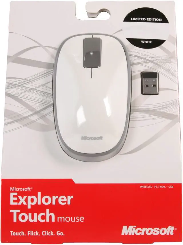 Alt view image 6 of 6 - Microsoft Explorer Touch Mouse U5K-00033 White 5 Buttons Touch Scroll USB RF Wireless BlueTrack Mouse